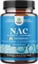 NAC-lisa N-atsetüültsüsteiin vaniljega - Detox N-atsetüültsüsteiini lisand kopsude tervise ja hingamisfunktsiooni jaoks, maksa ja neerude detox & puhastamine - Amino NAC kapslid täiskasvanutele - 90 Ct
