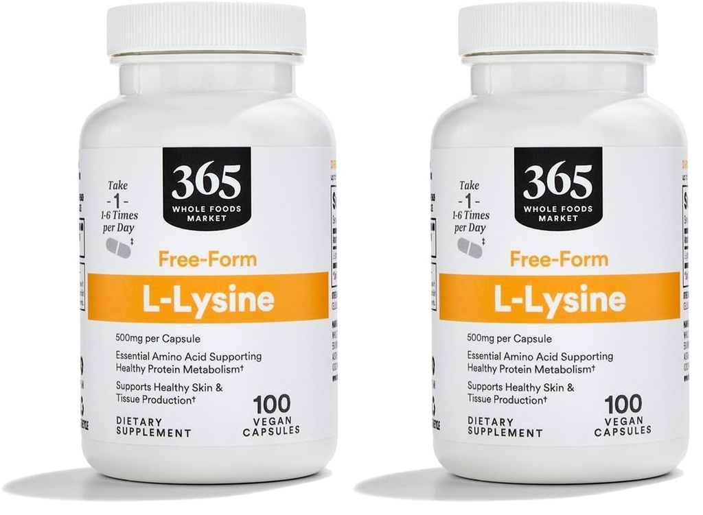 365 By Whole Foods Market, L Lysine 500 Mg köögiviljakapslid, 100 Count (pakk 2)