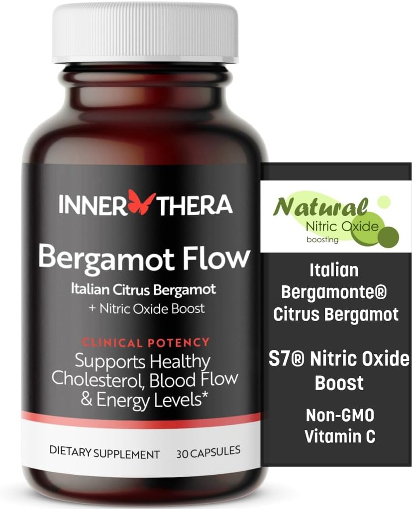 Bergamot Flow Itaalia Citrus Bergamot + S7 Lämmastikoksiid, Bergamot toidulisand kõrge kolesterooli - suurendada verevoolu, ringlust ja energia taset - valmistatud patenteeritud Itaalia Bergamonte ekstrakti