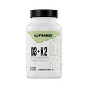 NutraBio Vitamiin D3 K2 | 5000 IU D3 kolekaltsiferoolina vitamiin K2 kui MENA-Q MK7 (180mcg) | Luu ja südame tervise toetamine | Mitte-GMO, gluteenivaba, laktoosivaba | 60 taimset kapslit