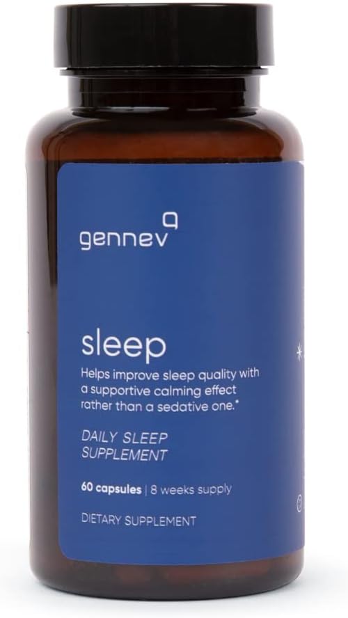 Gennev Sleep Aid täiskasvanutele - Natural Sleep Supplement koos melatoniini, 5HTP, L-Theanine ja Magnolia (60 Count)