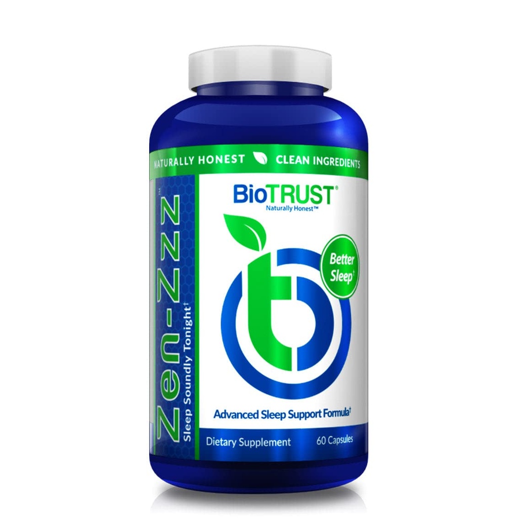 BioTRUST Zen-Zzz, Non-Habit-Forming Sleep Support Supplement – Melatoniin, L-Theanine, Glycine, Magneesium, Sidrun Balm, Passion Flower, Kummel – 60 kapslit