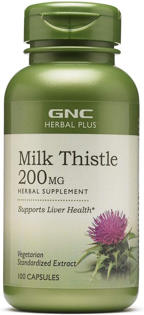 GNC Taimne Plus Piimaohakas 200mg täiendus, taimetoitlane, toetab tervislikku maksafunktsiooni, 100 serveerimist