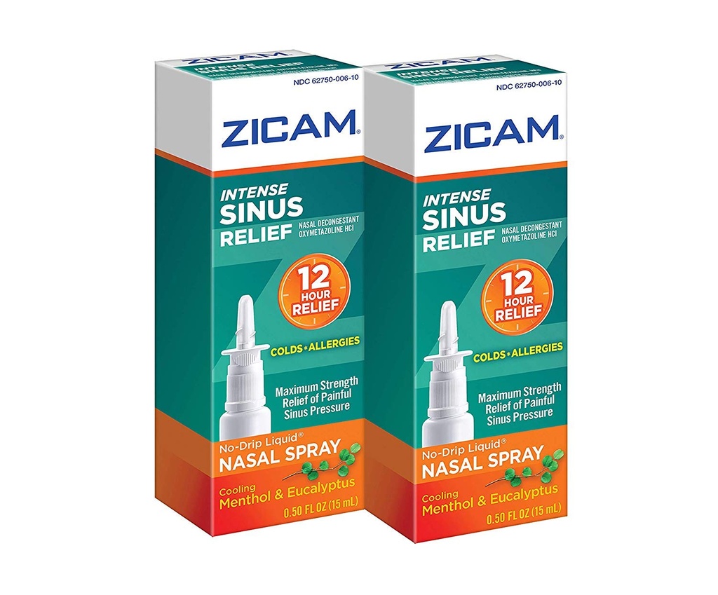 Zicam Intense Siinus Relief No-Drip Vedel ninasprei jahutava mentooli ja Eukalüptiga, 0,5 Ounce (Pack of 2)