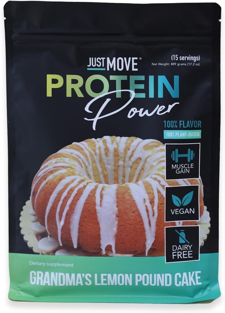Just Move Protien - vanaema sidrunikee - Vegan (taimne), orgaaniline, piimavaba, sojavaba, gluteenivaba, Keto, Maapähklivaba, 20 g valku, madala carb, Non GMO (17,2 Oz)