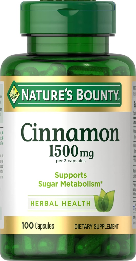 Looduse pearaha kaneeli kapslid, taimsed täiendused, toetab suhkru ainevahetust, 1500mg, 100 kapslit