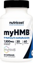 Nutrikost MyHMB kapslid 1500MG Kaltsium HMB Serving, 60 kapslit, 20 Servings - Performance Line, Kaltsium B-hüdroksü B-metüülbutüraat Monohüdraat