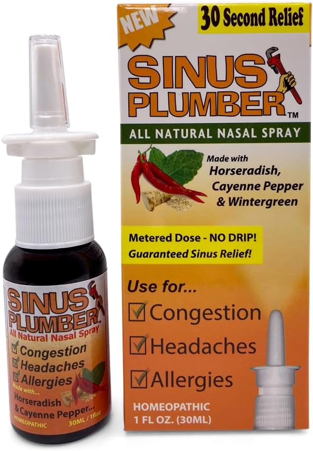 Sinus Plumber Pepper Nasal Spray, Allergia ja Sinus Relief, Ummikud, Peavalud, 1 fl oz