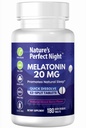 Looduse täiuslik öö | Melatoniin 20 mg | 180 Kiiresti lahustuvad tabletid | Looduslik segatud marjamaitse | Suure tugevusega | Suhkruvaba | Vegan | Gluteenivaba | Väärtuse suurus