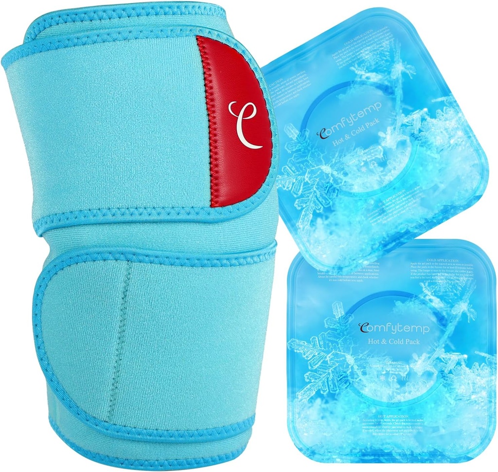 Comfytemp Suur põlve jääpakend Paki 2 geeli pehme külma pakendiga, korduvkasutatav kompressiooni põlve traks Meniscus Tear, liigesevalu leevendamine, artriit, ACL, pärast operatsiooni saada hästi kingitusi, mehed naised jooksevad