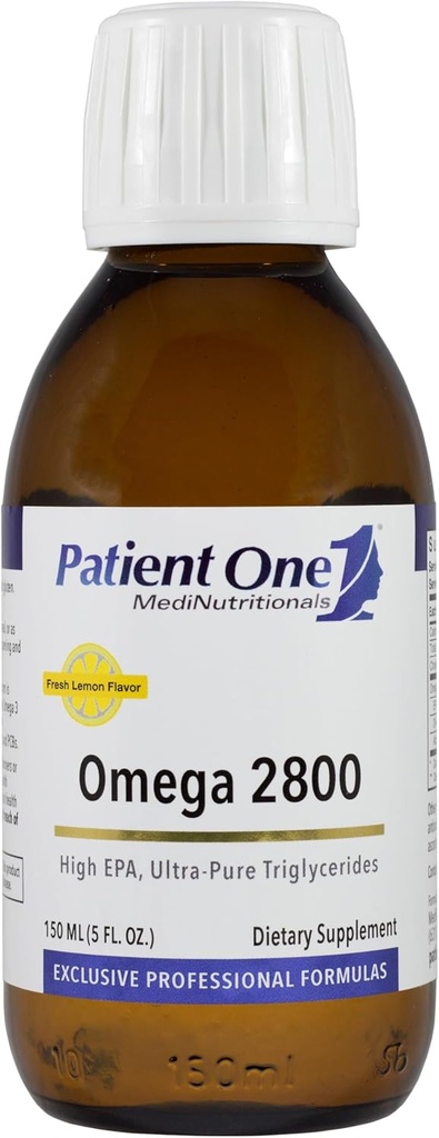 Patsient Üks Omega 2800 Vedelik | Südame, Kognitiivse ja liigeste tervise toetamine * | Kõrge potentsiga oomega-3 kalaõli | Sidrunimaitse | 5 fl oz