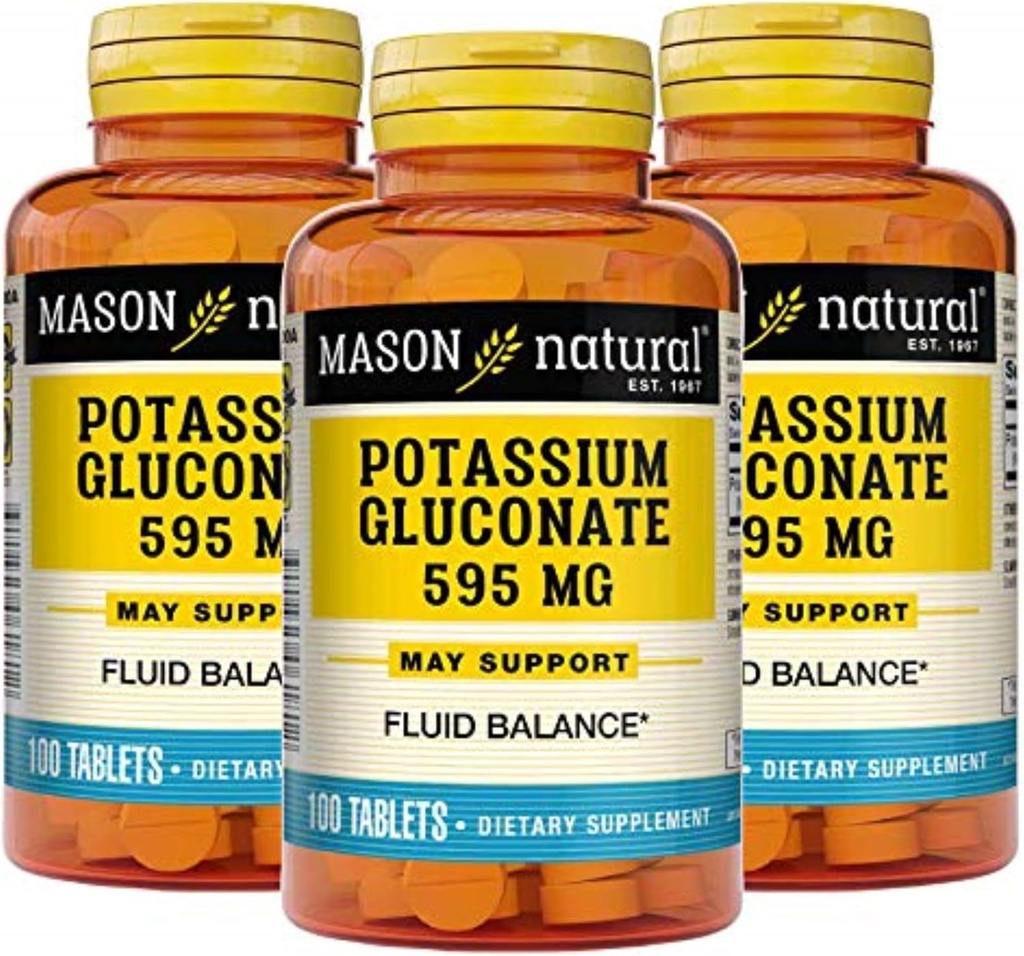 Mason Natural Kaalium Gluconate 595 mg, 300 päeva pakkumine, 100 tabletti (3. pakendis)