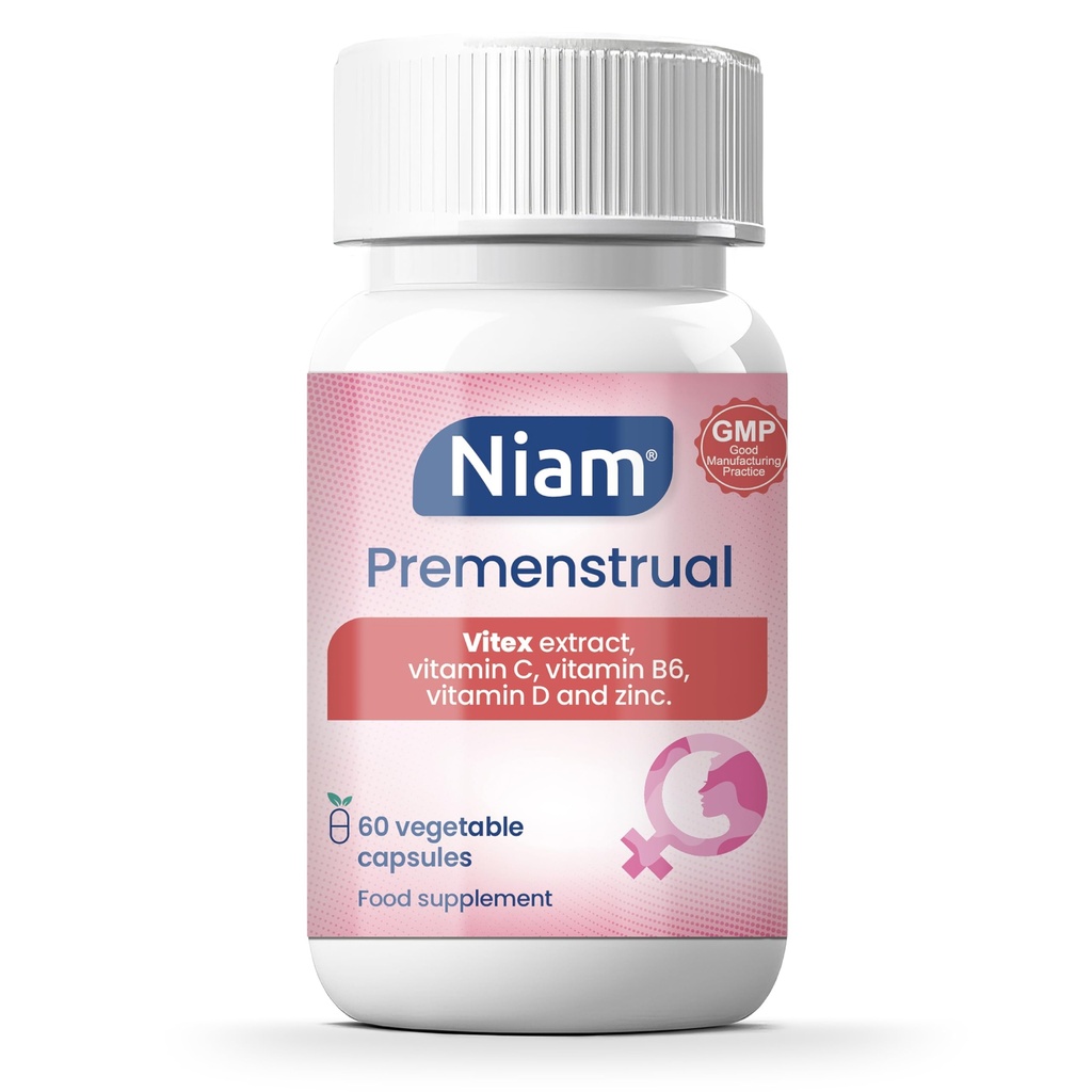 Vitex Agnus Castus 350 mg | Hormonaalse tasakaalu ja tsükli toetus | Chasteberry, vitamiinid B6, D, C ja tsink | 60 kapslit | Niam Premenstrual
