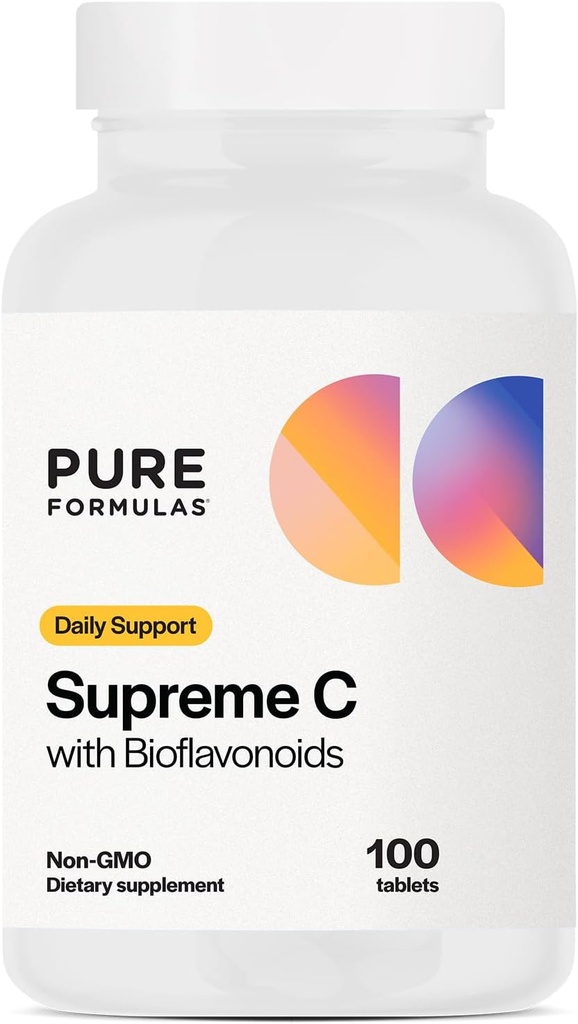 PureFormulas Kõrgeim C koos bioflavonoididega - 100 tabletti | 1000 mg C-vitamiini, tsitruseliste bioflavonoidide kompleks, Rose HIPS | Immuunsüsteemi tugi ja antioksüdantide võimendus | Allergeenivaba