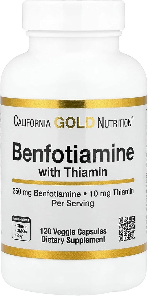 California Gold Nutrition Benfotiamiin tiamiiniga, 250 mg, 120 Veggie kapslit