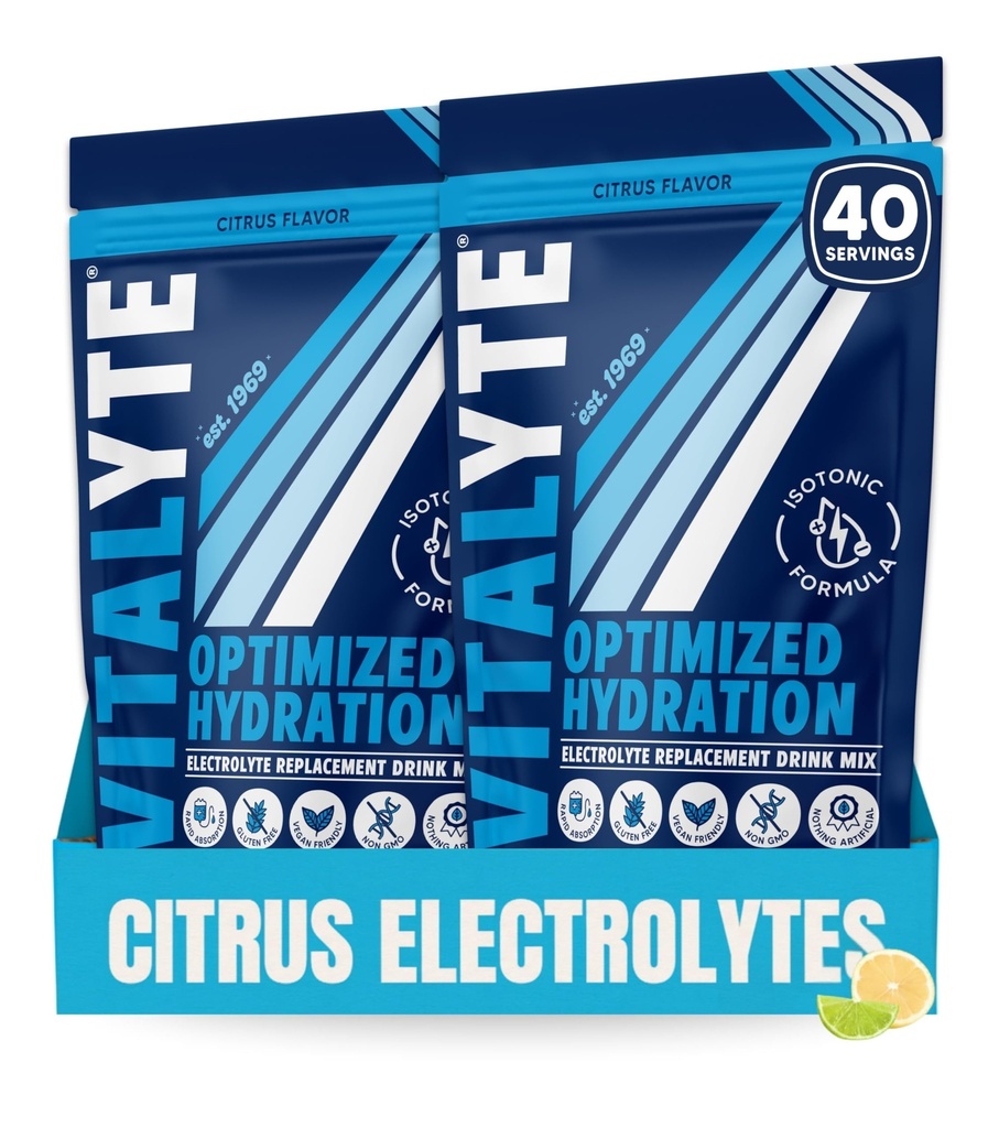 Vitalyte Electrolyte Powder (35 oz, 40 Servings per Container)-Isotonic Joogi Segu Hüdreerimiseks, Energia Ja Taastamiseks- Vee Suurendaja Ja Rehüdratsiooni Täiendus Meestele, Naistele Ja Spordile (Cool Citrus 2 Pack)