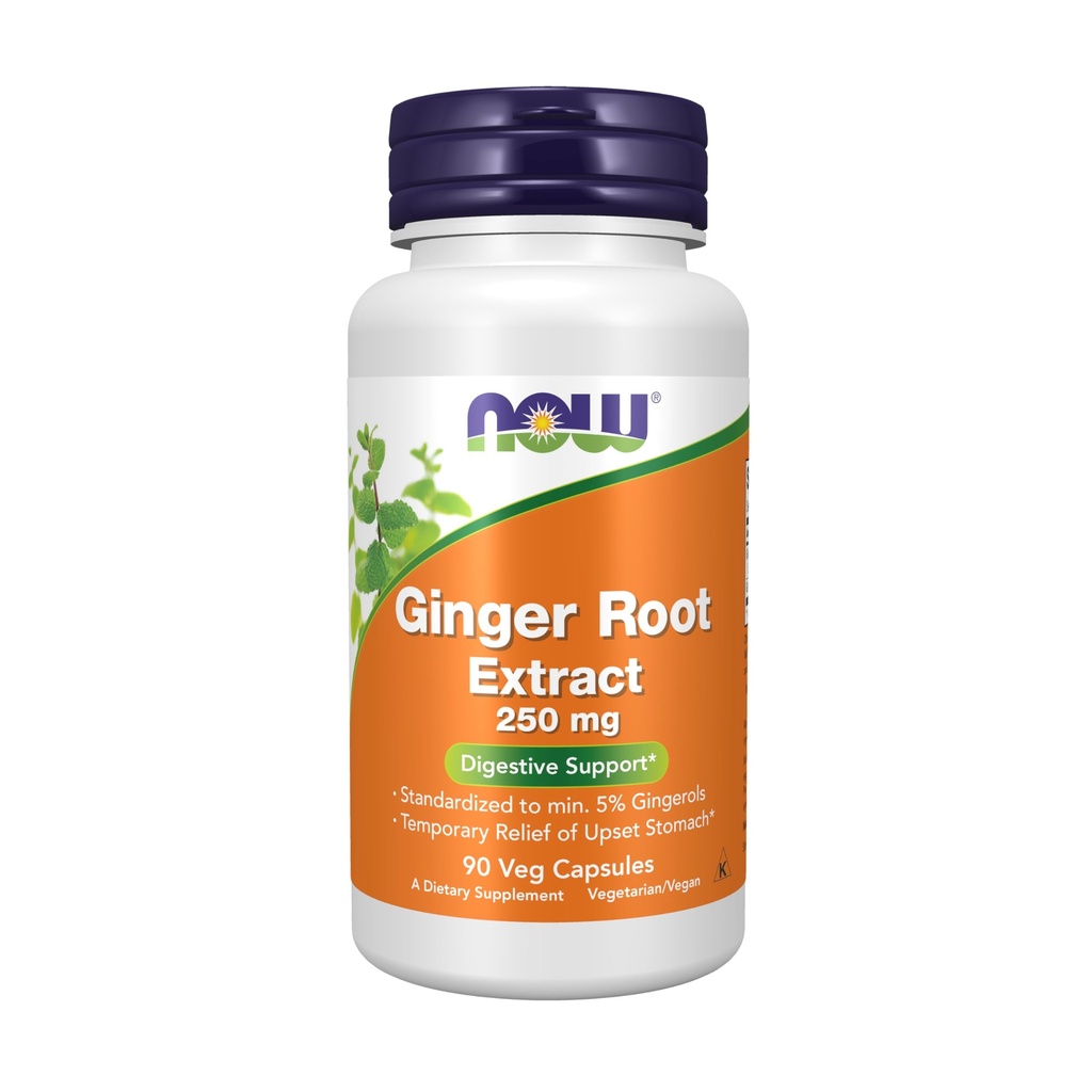 NOW Foods Supplements, Ingveri juure ekstrakt 250 mg, ajutine leevendus upset kõht *, Seedetrakti tugi *, 90 Veg kapslid