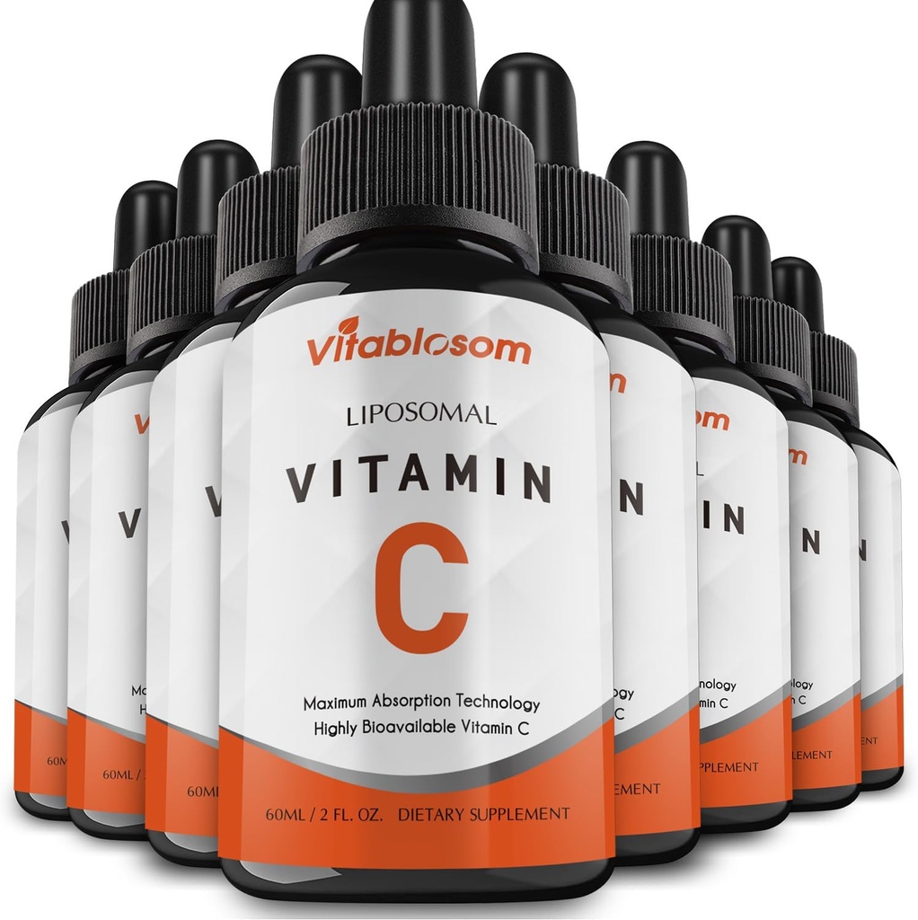 Liposomaalne C-vitamiin 2000mg Vedelik täiskasvanutele, kõrge imendumise VIT C, maksimeerida C-vitamiini, hea immuunsüsteemi ja antioksüdandi, 60ML (8 pudelit)