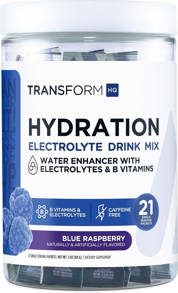 TransformHQ hüdratatsioonijoogi segu (21 ühekordset pakendit, sinine vaarikas) - hüdratatsioonilisandi segu vitamiinide ja elektrolüütidega
