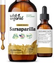 Wild & Organic Sarsaparilla Juuretilgad - Detox Cleanse tilgad - Sarsaparilla pulbripõhine tinktuur - Vegan, suhkur ja alkoholivaba vedelik täiendus - 2 fl oz