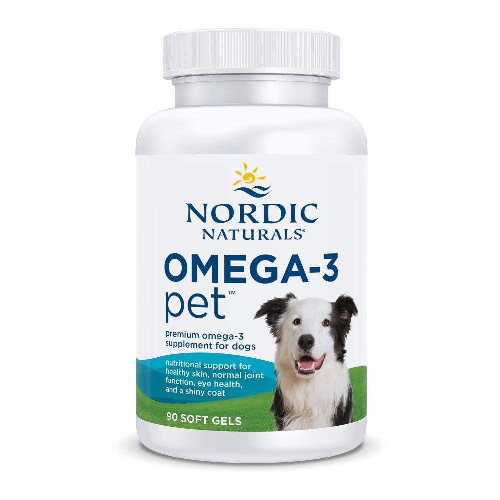 Nordic Naturals Omega-3 Pet, Maitsestamata - 90 Soft Gels - 320 mg Omega-3 Per Soft Gel - Kalaõli Koertele EPA & DHA - Soodustab Südame, Naha, Coat & Immune Health