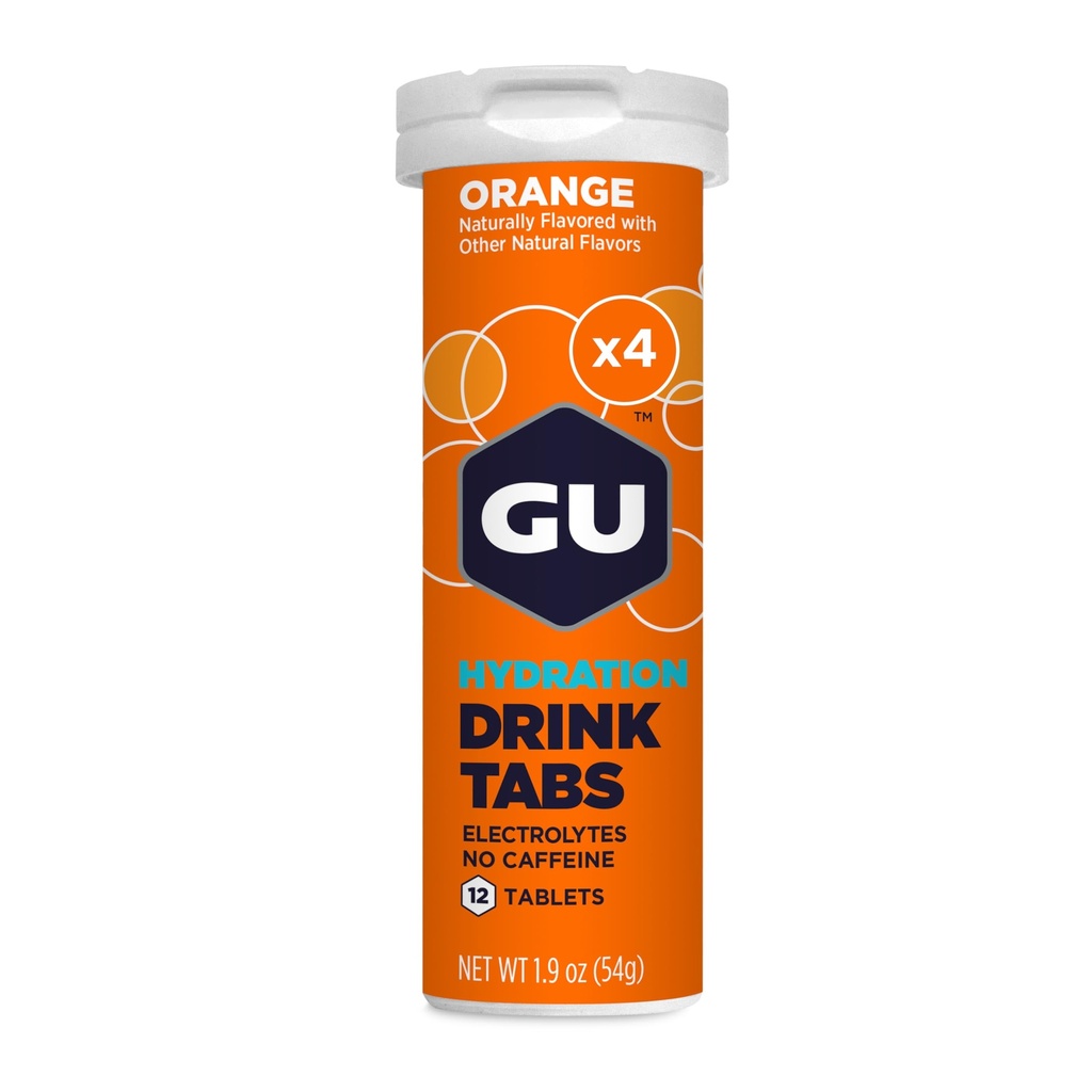 GU Energy Hydration Elektrolüüt Joogitabletid, Enhanced Endurance Sport Jook jook, jalgrattasõit, Triatlon, 4-Count (48 Servings), Orange