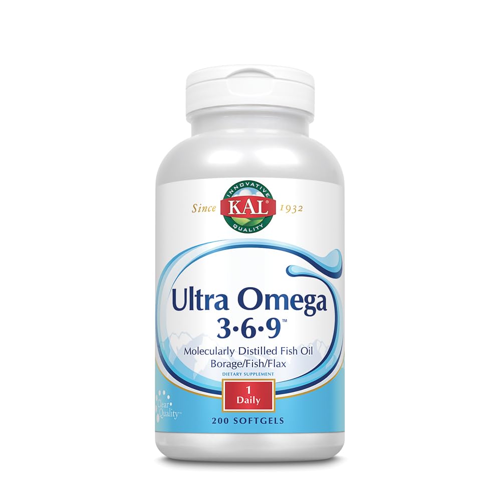 KAL Ultra Omega 3-6-9 1200mg | Kalaõli w/Cold Pressed Flaxseed & Borage Oil | Nahk, juuksed, süda, mälu | 200 Softgels