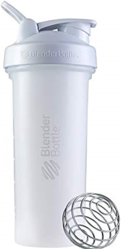 BlenderBottle Classic V2 Shaker Bottle Ideaalne proteiinikokteilide ja eeltreeningu jaoks, 28-kordne, valge