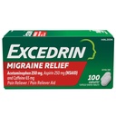 Excedrin Migreeni leevendavad kapslid migreeni sümptomite jaoks, atsetaminofeen 250mg, aspiriin 250mg, kofeiin 65mg, valu leevendaja, 100 loend