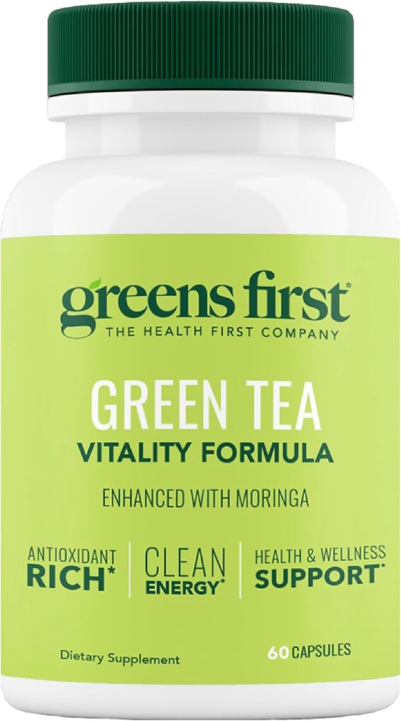 Rohelised esimene roheline tee Vitality valem - täiustatud Moringa - antioksüdant-rikas puhta energia - Vegan ja gluteenivaba - võimas segu energia ja üldise heaolu (60 kapslit)
