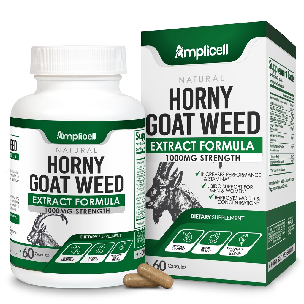Horny Goat Weed koos Maca Root, Tongkat Ali, L-Arginine & Panax Ginseng - Mees Performance & Libido Booster Supplement - Energia, Stamina & Vitality pillid meestele ja naistele - 60 kapslit