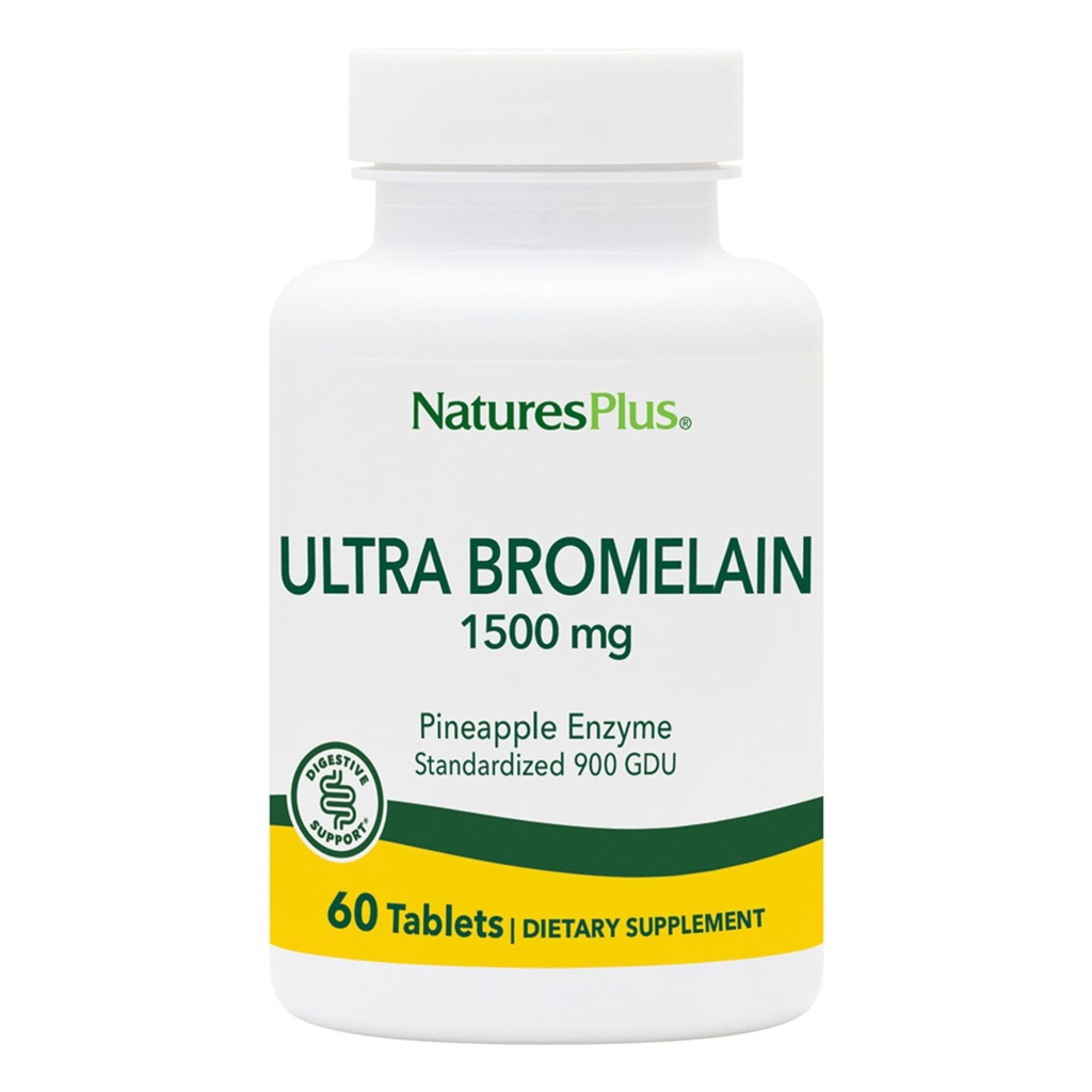 NaturesPlus Ultra Bromelain - 60 tabletti - 1500 mg ananassi Bromelain - pakub ühist tuge ja edendab seedetrakti tervist - 60 serveerimist