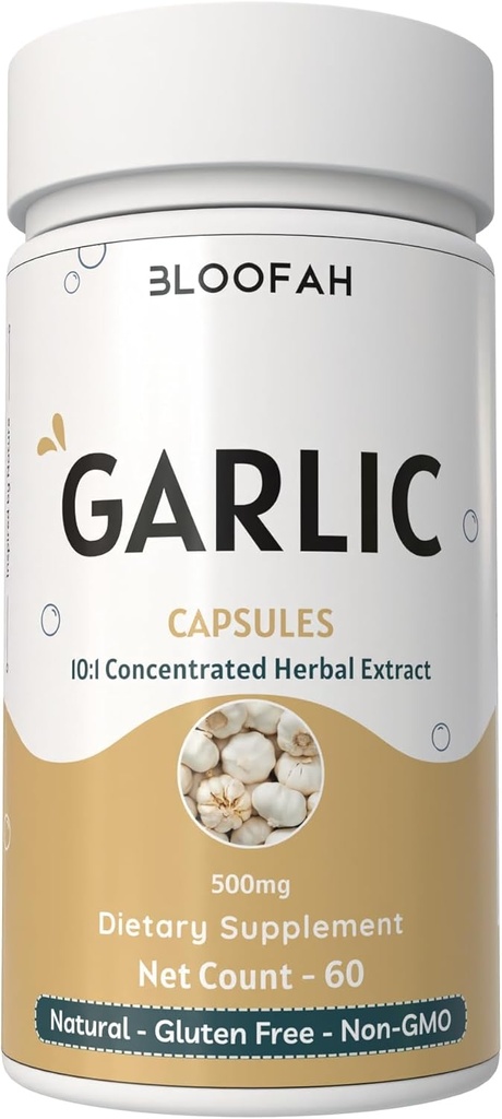Küüslaugukapslid 500mg cent kontsentratsioon 10: 1 Ekstraktipulber | Allium sativum Taimne lisand | Looduslik, mitte-GMO, gluteenivaba, ei ole kunstlikke lisaaineid (60 loend (pakk 1))