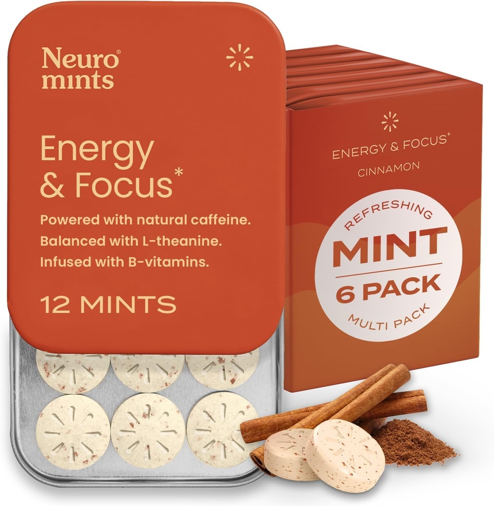 NeuroGum Energy Kofeiin Mints (72 tükki) - Suhkruvaba L-teaniin + looduslik kofeiin + Vitamiin B12 & B6 - Nootroopne energia ja fookus täiendada naistele ja meestele