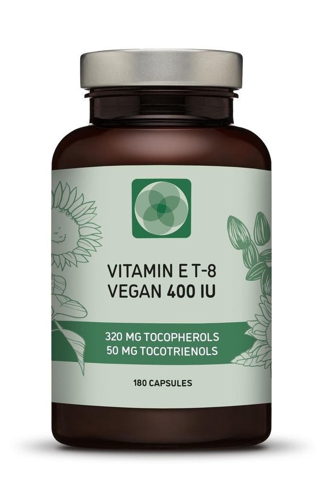 E-vitamiin - kõik 8 tokoferooli + tokotrienoolid 400 RÜ vegan - alfatokoferool / tokotrienool + beetatokoferool / tokotrienool + gammatokoferool / tokotrienool + deltatokoferool / tokotrienool (180)