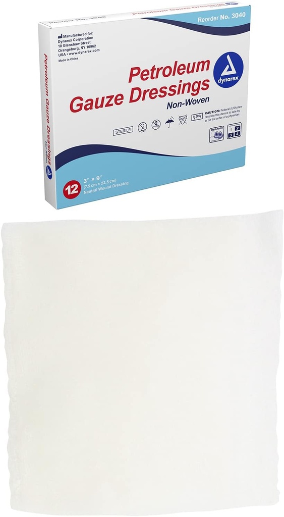 Dynarex Sterile Petroleum Mittekleepuv Gauze Kleit haavade jaoks, 12 Count
