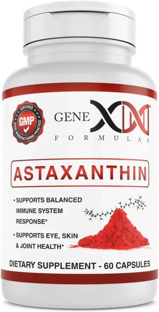 GENEX 12mg Astaksantiin Softgels (60 kapslit) Looduslik antioksüdant silma, naha ja liigese tervise ja immuunsuse toetamiseks - Gluteenivaba, mitte-GMO (60 päeva pakkumine)