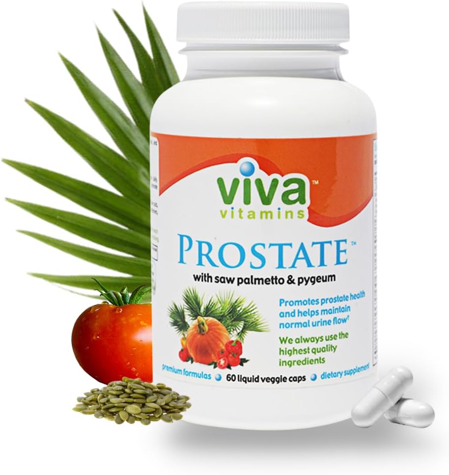 Viva vitamiinid Eesnäärme tervise täiendused meestele - kõrvitsaseemneõli, ja Saw Palmetto meestele, eesnäärme toidulisandid meestele, eesnäärme valem põie tervise jaoks, 60 Veggie kapslit
