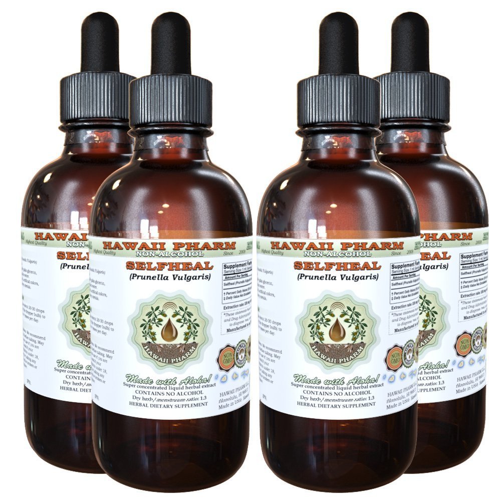Enesetervislik alkoholivaba vedelik ekstrakt, orgaaniline enesehooldus (Prunella Vulgaris) Kuivatatud ürdi Glycerite looduslik taimelisa, Hawaii Pharm, USA 4x4 fl.oz