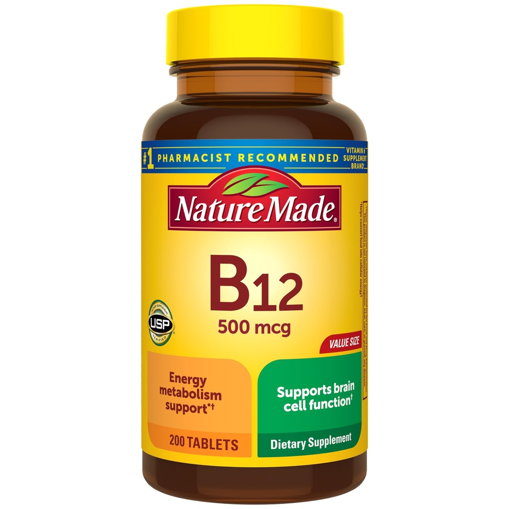 Loodus tegi vitamiini B12 500 mcg, toidulisand energia metabolismi toetuseks, 200 tabletti, 200 päeva pakkumine