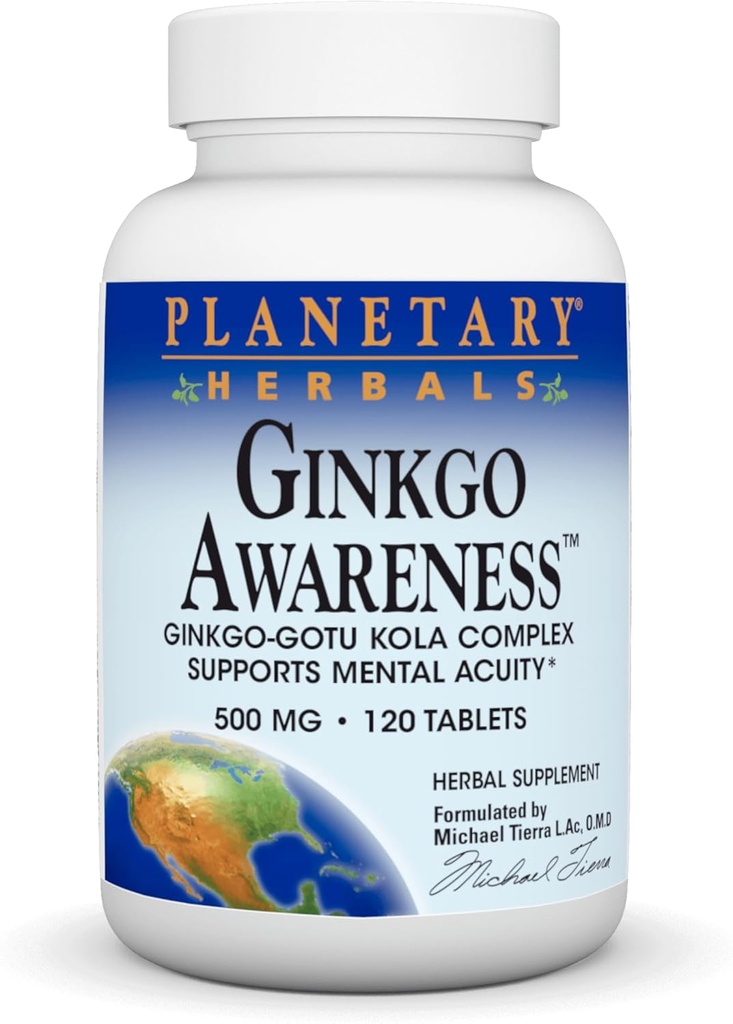 Planeeditaimed Ginkgo teadlikkuse tabletid, 120 loend