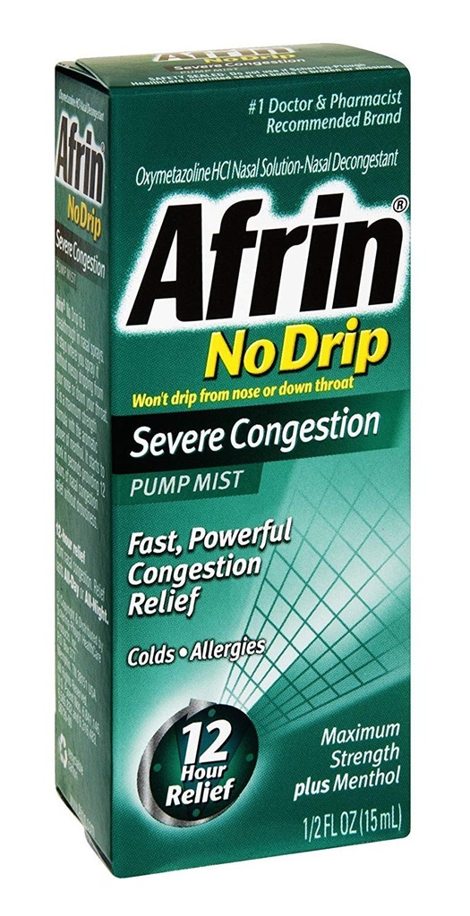 Afrin No tilguti Raske ummistus Pump Mist 15 ml (pakk 6)