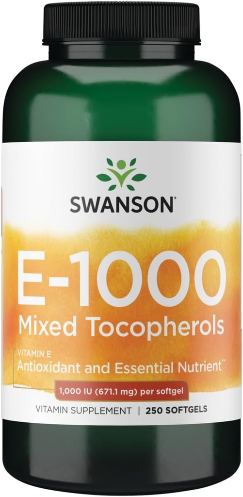 Swanson E-vitamiini segatud tokoferoolid 1000 Iu (671,1 milligrammi) 250 Sgelit