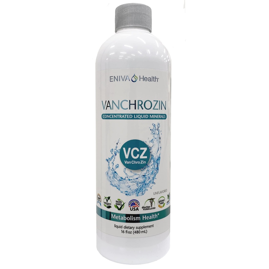 Eniva Health VANCHROZIN Vedelad ioonilised mineraalid Lisand, Vanaadium, Kroom & Tsink, Diabeetiline Sõbralik, 16 Fl Oz, 96 Servings