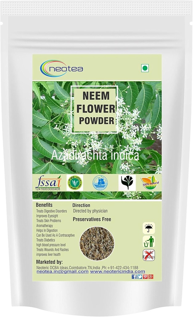 neotea Azadirachta Indica Neem Flower Powder Veppam Poo 200 GM | Neem Flower( Veppam) Powder | Pure & Herbal (Neem) Pushpam Poo | Premium & Organic Indian Lilac Flower Poo