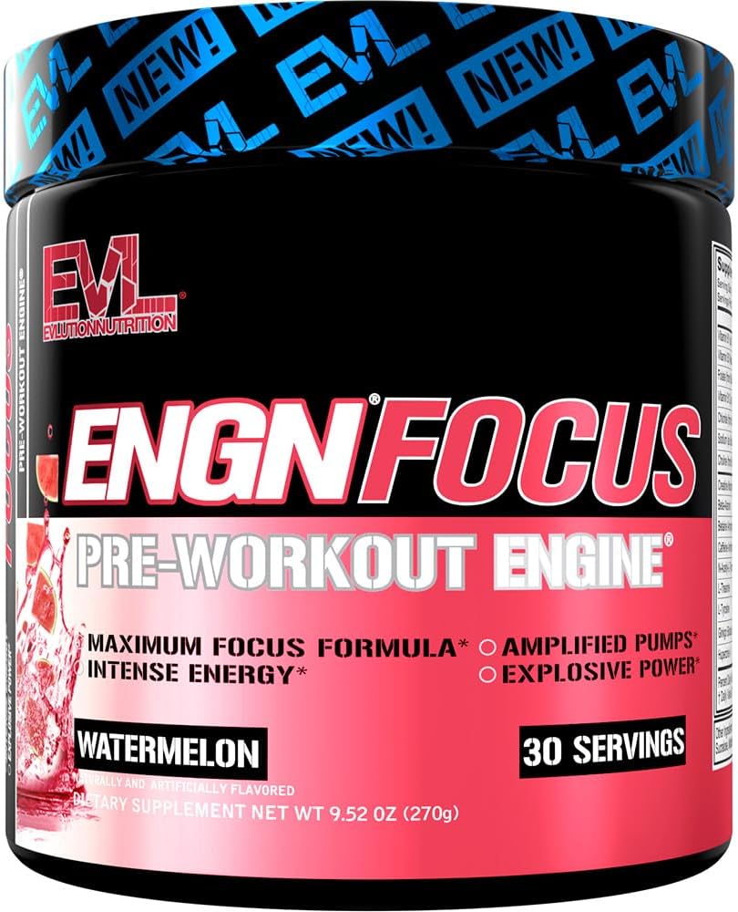Evlution Nutrition ENGN Focus - Intense Pre-Workout koos kreatiini - Maksimaalne fookus valem - Pre-Workout Pulber kestev energia - koos beeta-alaniin ja kofeiin - 30 Servings - Arbuus