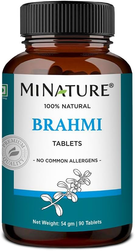 Brahmi tabletid - 90 tabletti, 1000 mg |45 päeva pakkumine | mi Nature | 100% looduslik Brahmi tablett | Vegan | Bacopa Monnieri | Indiast