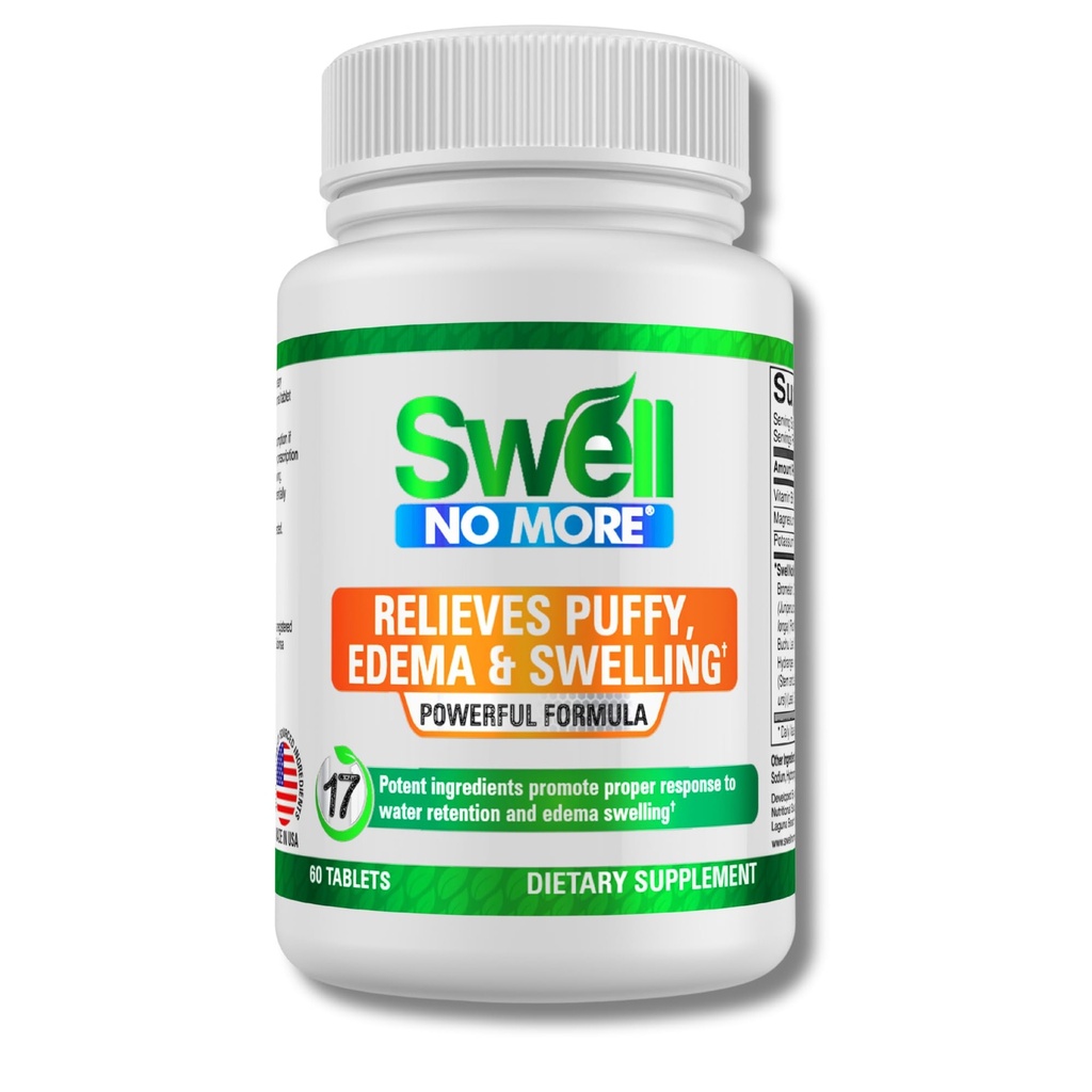 SwellNore Natural Supplement vähendab vee säilitamise, puhituse, pundunud silmad, paistes jalad, paistes pahkluud ja muud tüüpi turse ja turse, kiire ja loomulikult -1 pudel (1 kuu pakkumine)
