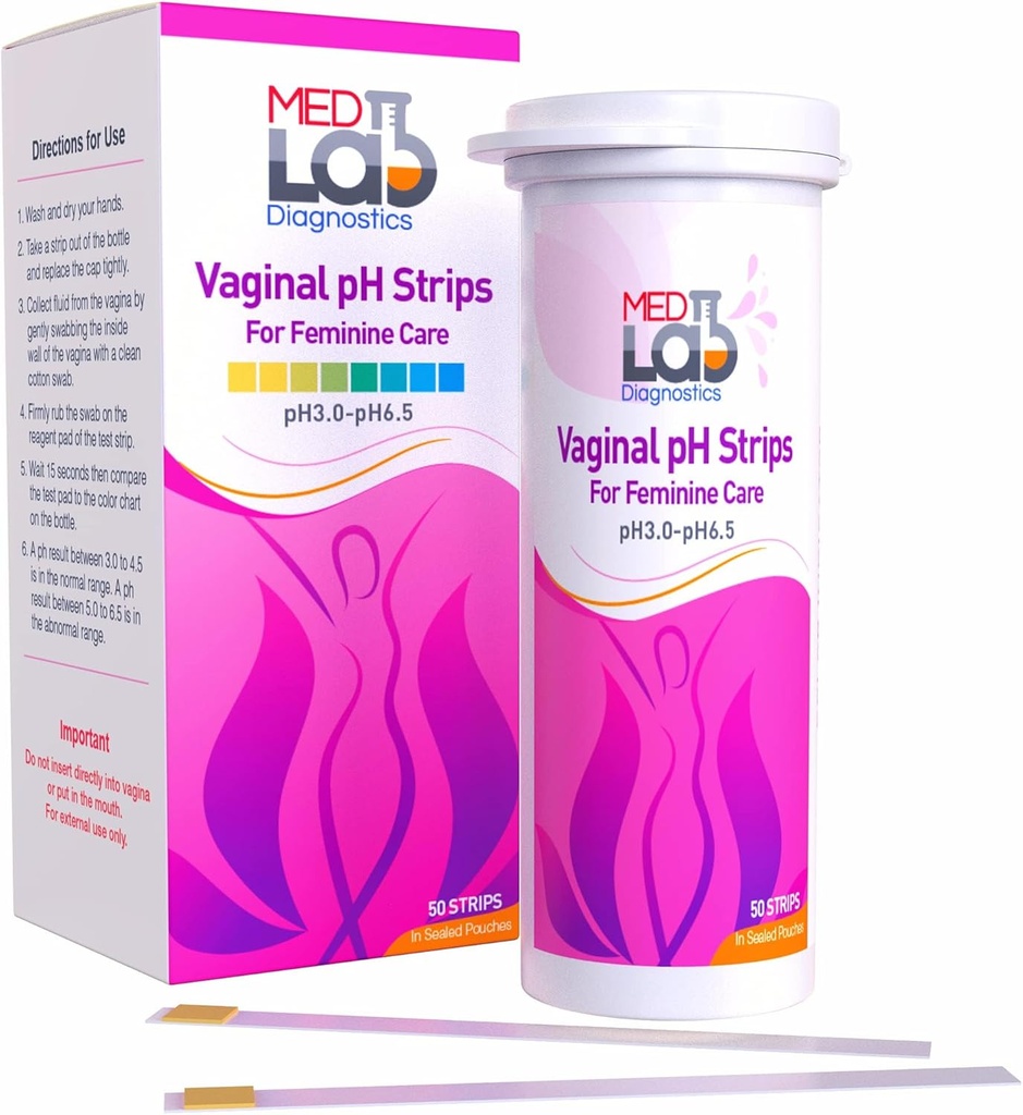 Vaginaalne ph Test Strips for Women (50 cnt), BV Bakteriaalne Vaginoos ja Pärmiinfektsioon Test Strips. Naise pH test vaginaalse tervise, happesuse ja kareduse jaoks. Ribad suletud kottides