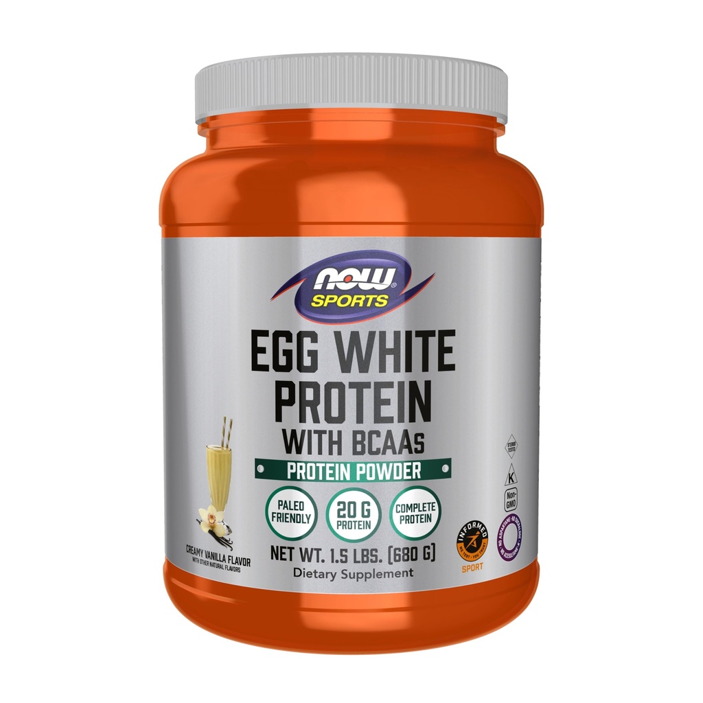 NOW Sport Nutrition, munavalge valk, 20 g BCAA-dega, kreamy Vanilla pulber, 1,5 naela